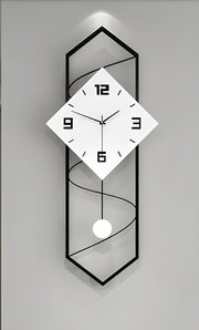 Modern Silent Pendulum Wall Clock 70cm Black White for Living Room Décor