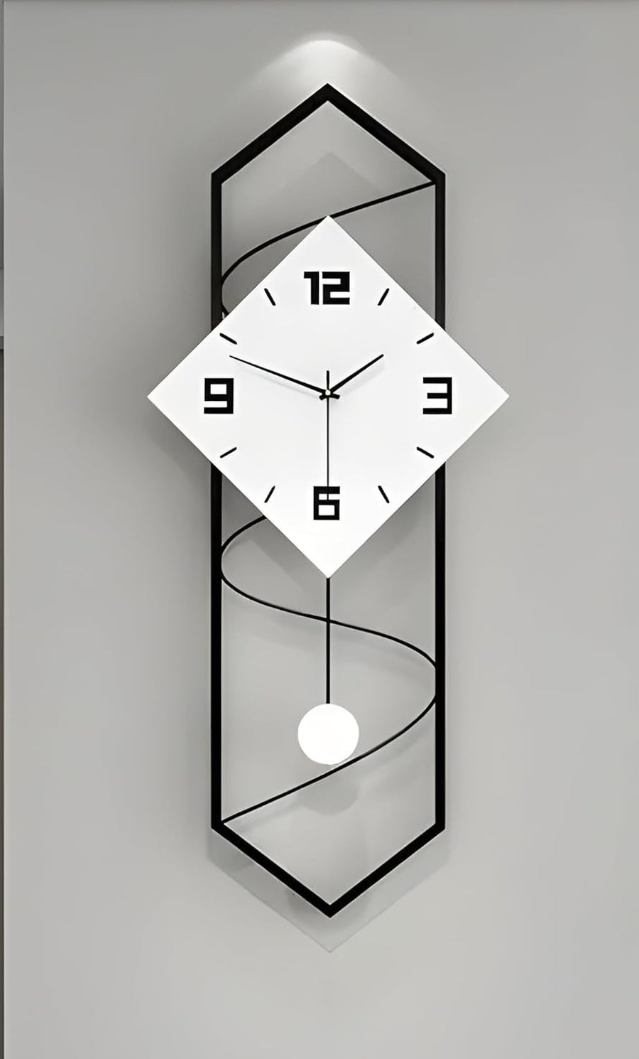 Modern Silent Pendulum Wall Clock 70cm Black White for Living Room Décor