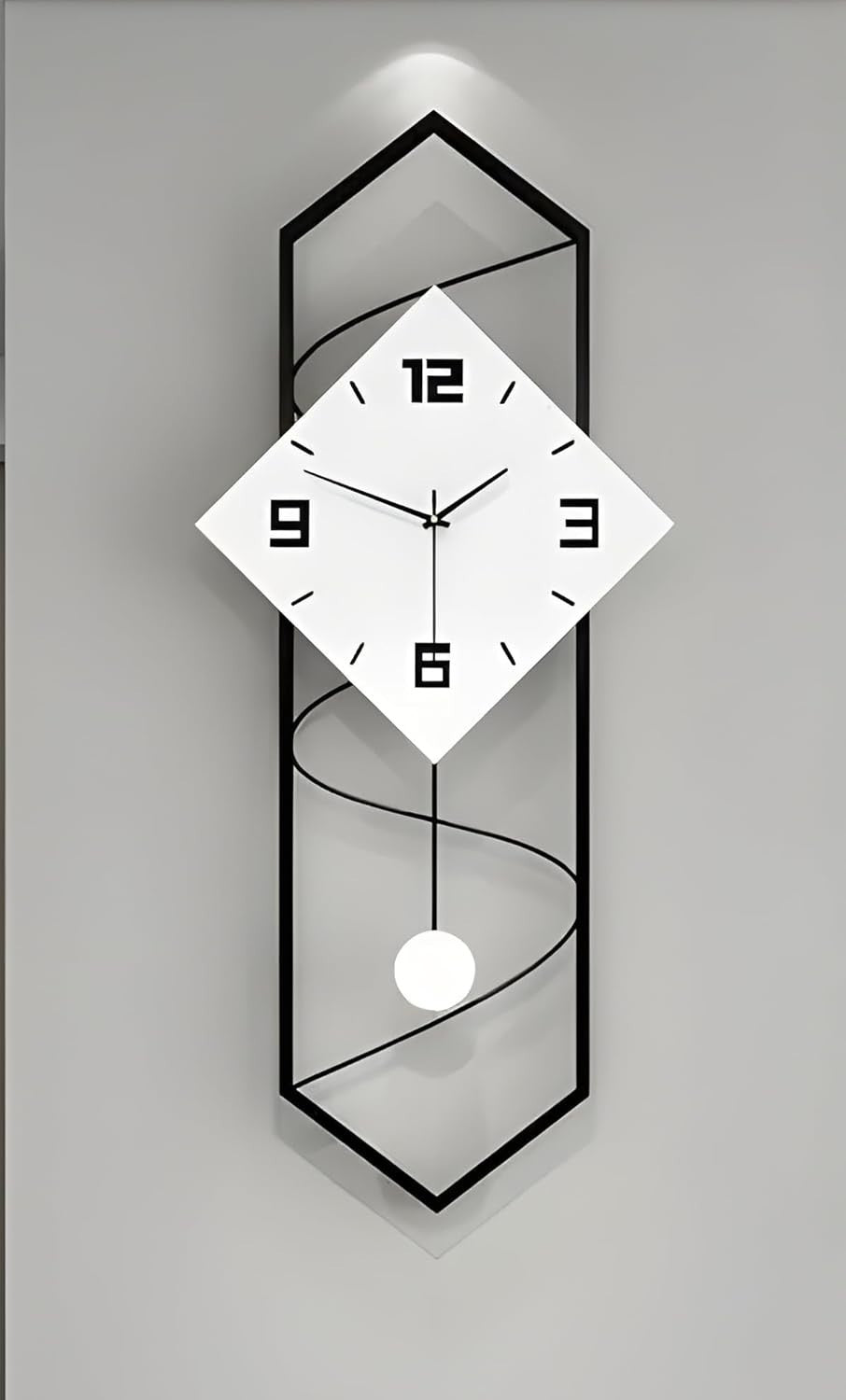 Modern Silent Pendulum Wall Clock 70cm Black White for Living Room Décor