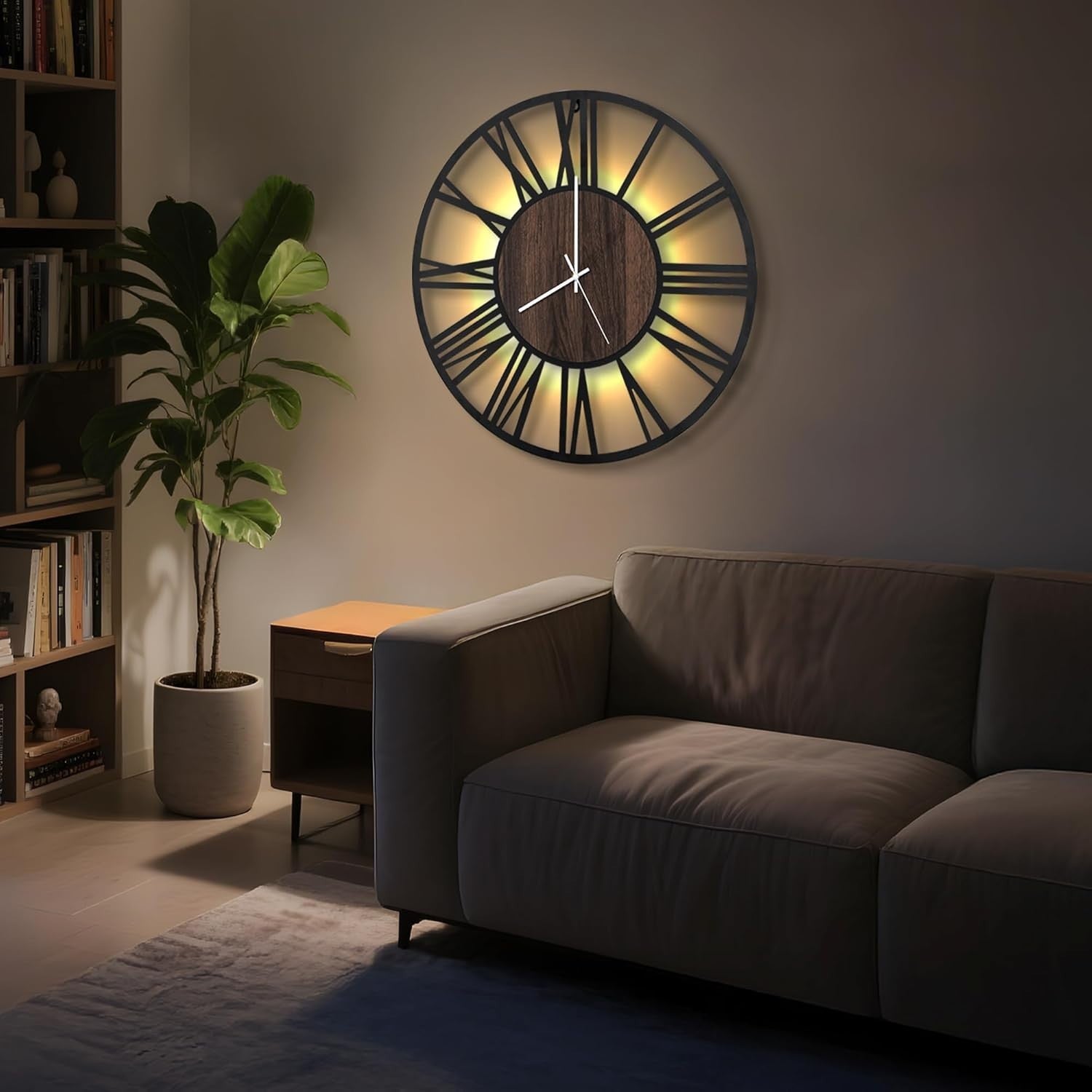 Large 50cm Roman Numeral Wall Clock LED Silent Battery Operated Modern Decor
