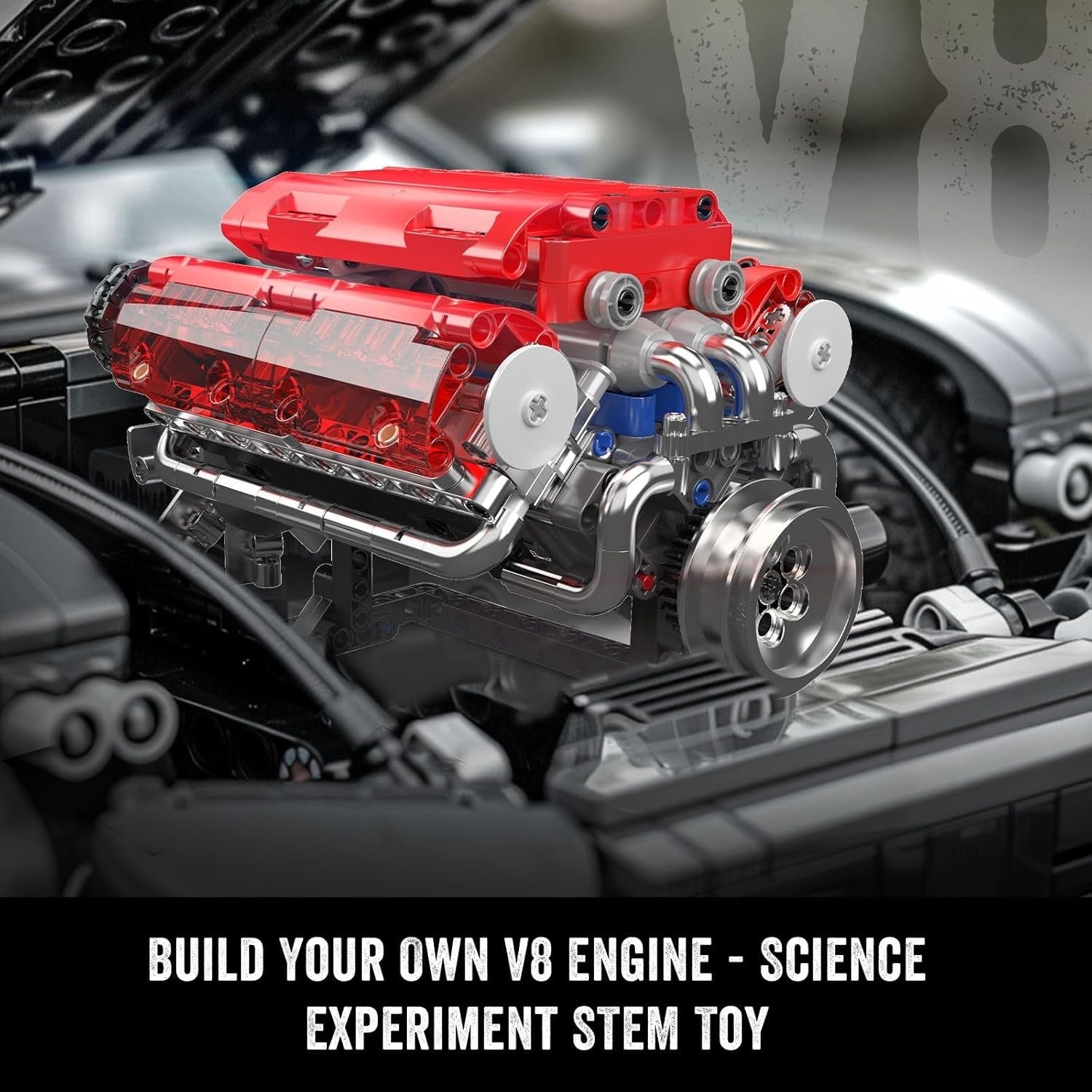 Buildable V8 Engine Model Kit 552pcs | DIY Petrol Engine Toy Gift Set