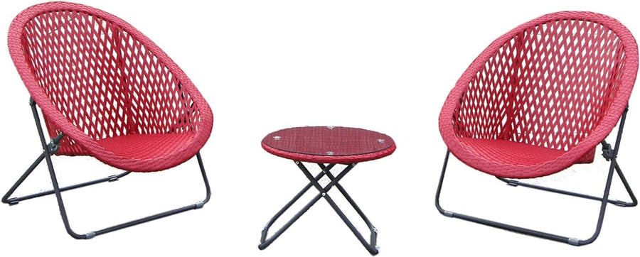 Garden Rattan Bistro Set 2 Chairs Glass Table Outdoor Patio Foldable