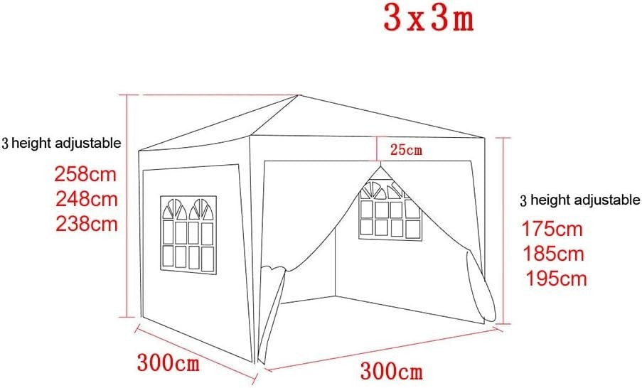 3x3M Red Pop Up Gazebo Waterproof Garden Party Tent Marquee with Carry Bag