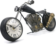 Motorcycle Desk Clock Gift for Him – Silent No-Tick Rustic Battery Decor