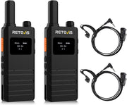 Slim PMR446 Walkie Talkies 2 Pack USB-C LCD VOX Rechargeable Radio