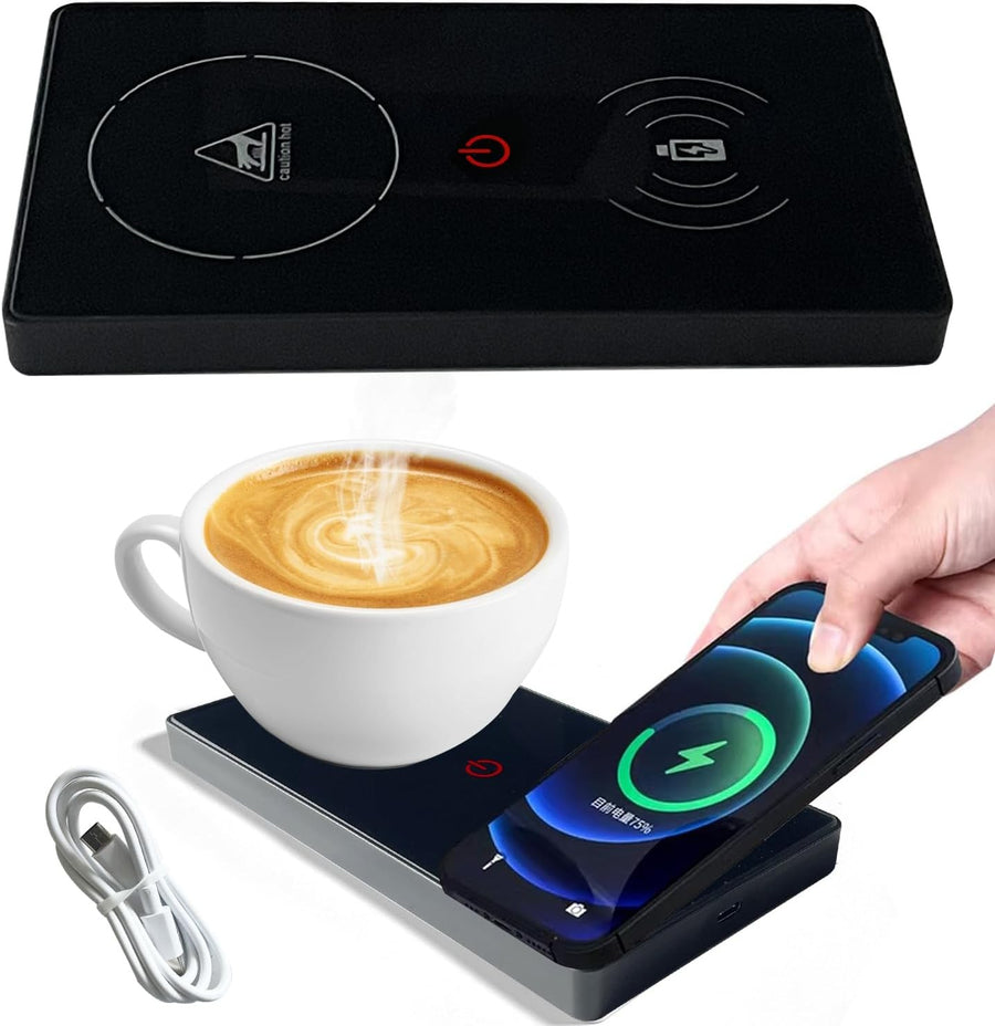 Black USB Coffee Mug Warmer 2in1 Smart Desk Heater
