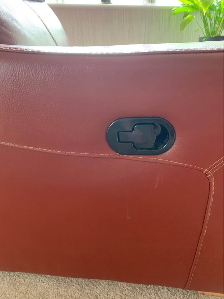 Rustic Red Leather Corner Sofa + Armchair (PTP)