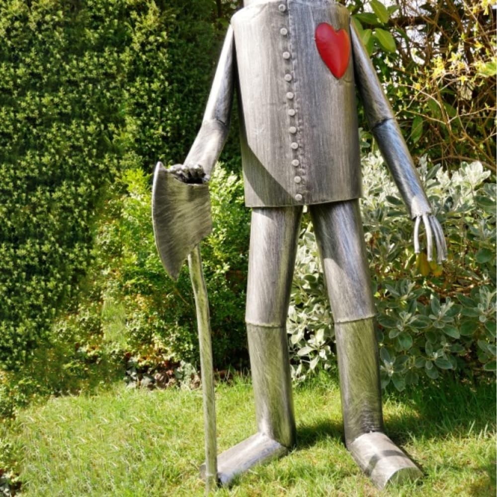 Large Tin Man Garden Ornament 135cm Outdoor Metal Statue Retro Lawn Sculpture