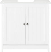 White Under Sink Bathroom Cabinet 60x30x60cm – 2 Doors, Shelf Storage