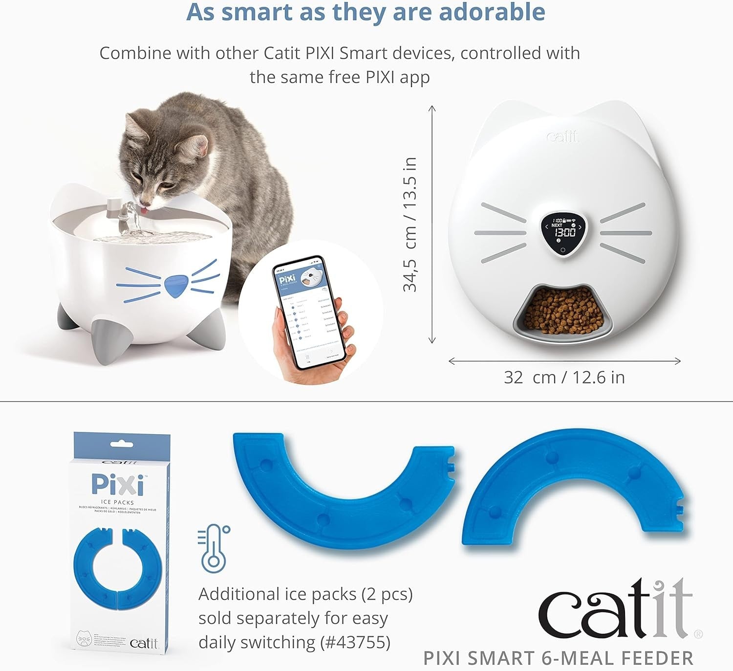 WiFi Automatic Cat Feeder 6 Meal Wet Dry Food Dispenser Ice Pack Smart