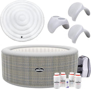 4–6 Person Inflatable Hot Tub Rattan Spa Starter Kit Smart Pump Heated