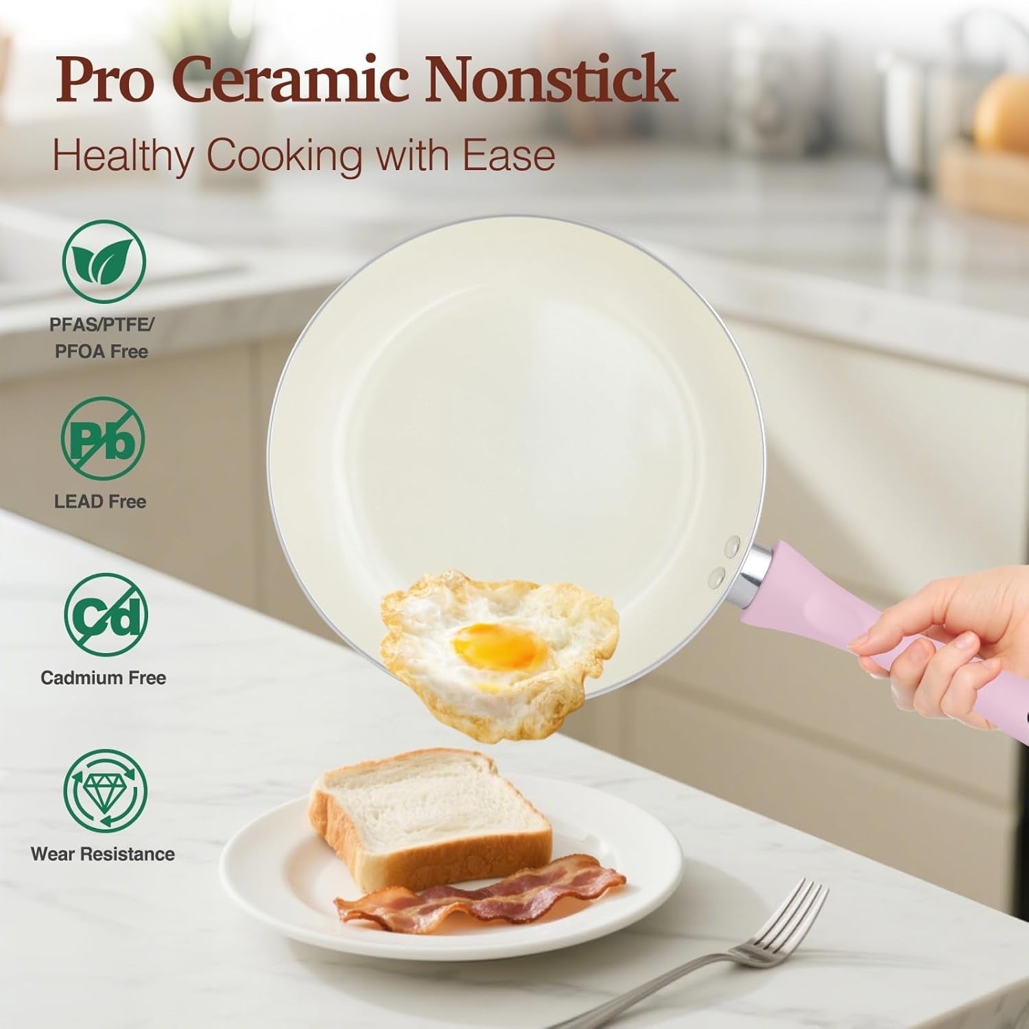 11pcs Pink Non Stick Ceramic Cookwear Set Non Stick Pots & Pans PFOA Free