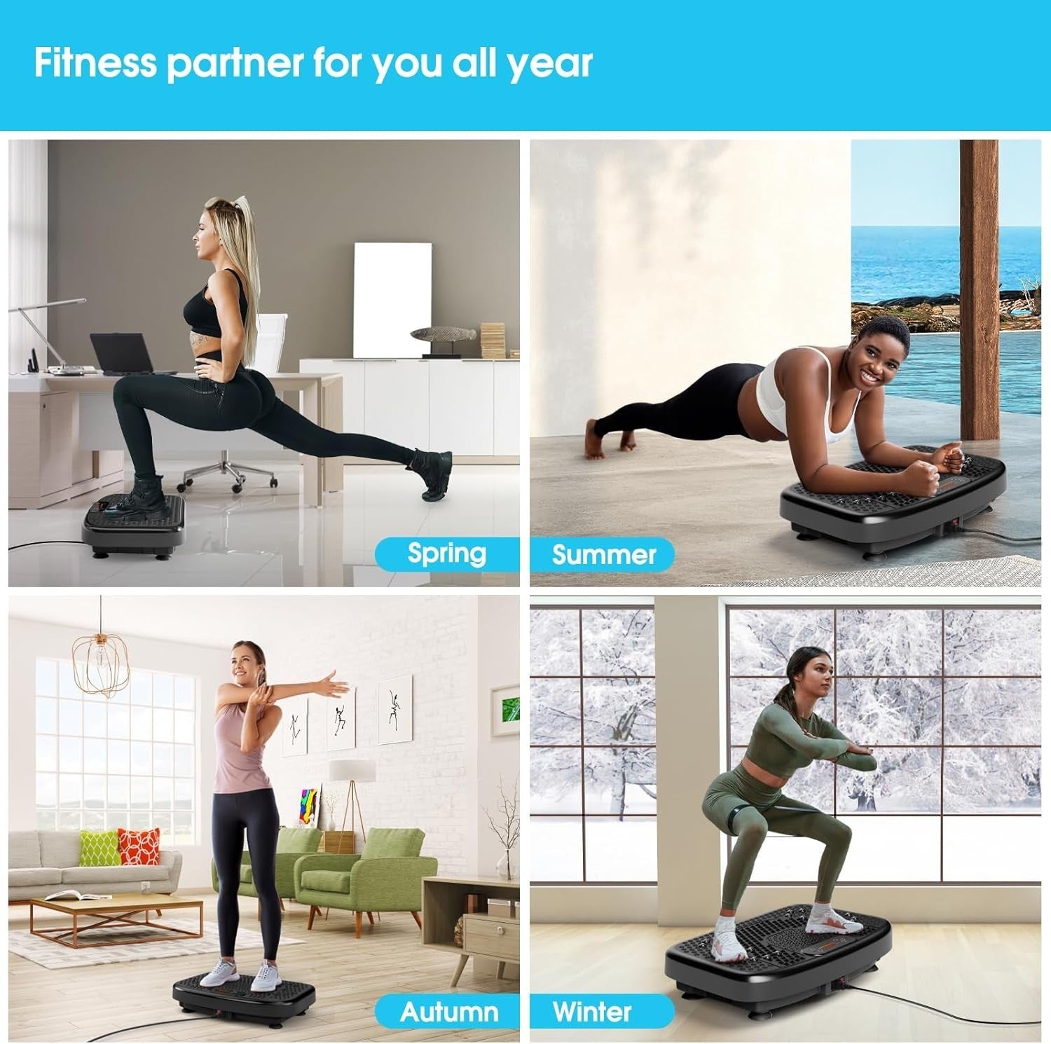Black Vibration Plate Exercise Machine Lymphatic Drainage 120 Levels
