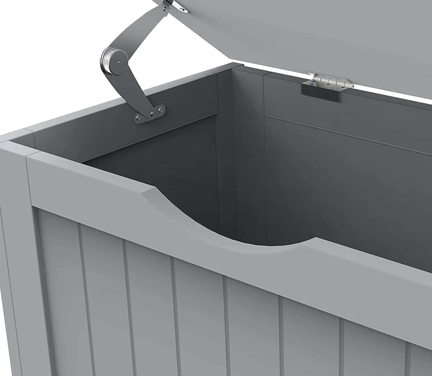Laundry Hamper Cabinet Wooden Storage Chest with Lid Grey Bathroom Unit