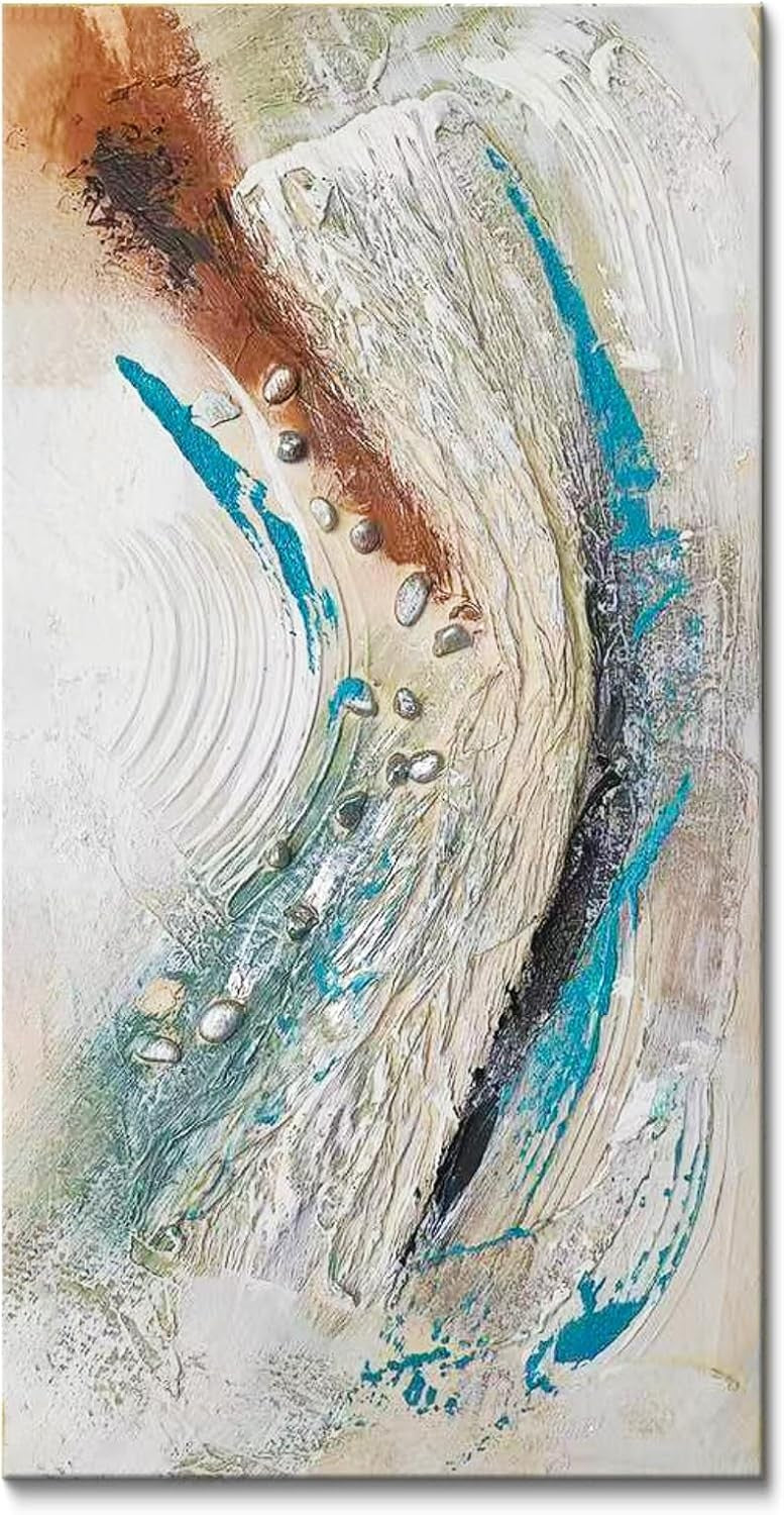 Framed Abstract Canvas Wall Art Blue Grey White 3D 30x60cm