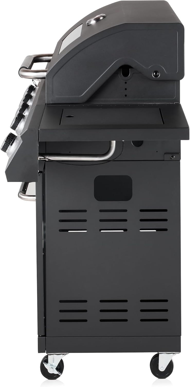 5 Burner Premium Gas BBQ Grill | Glass Lid Window | Side Burner