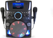 Black Bluetooth CDG Karaoke Machine with Screen 2 Wireless Mics