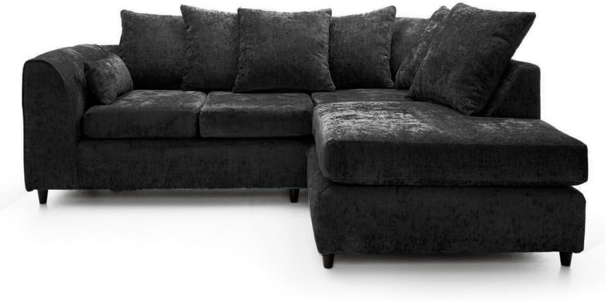 L Shaped Corner Sofa 4 Seater Right Hand Couch Scatter Back Modern Fabric