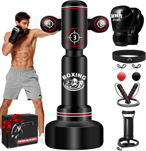 70in Free Standing Punch Bag Kit Adult MMA Boxing Training Set