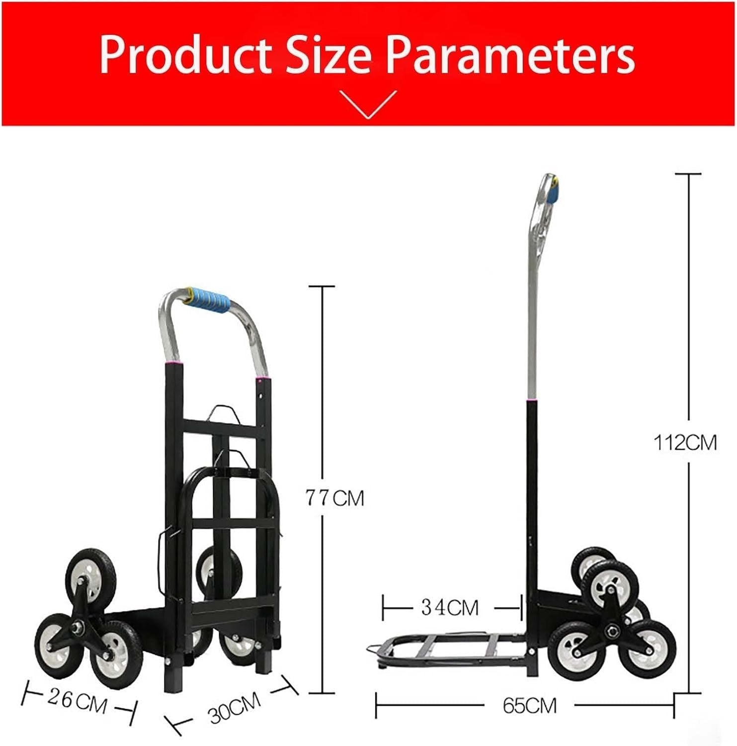 Stair Climbing Hand Truck 200kg Heavy Duty Folding Sack Trolley 6 Wheels