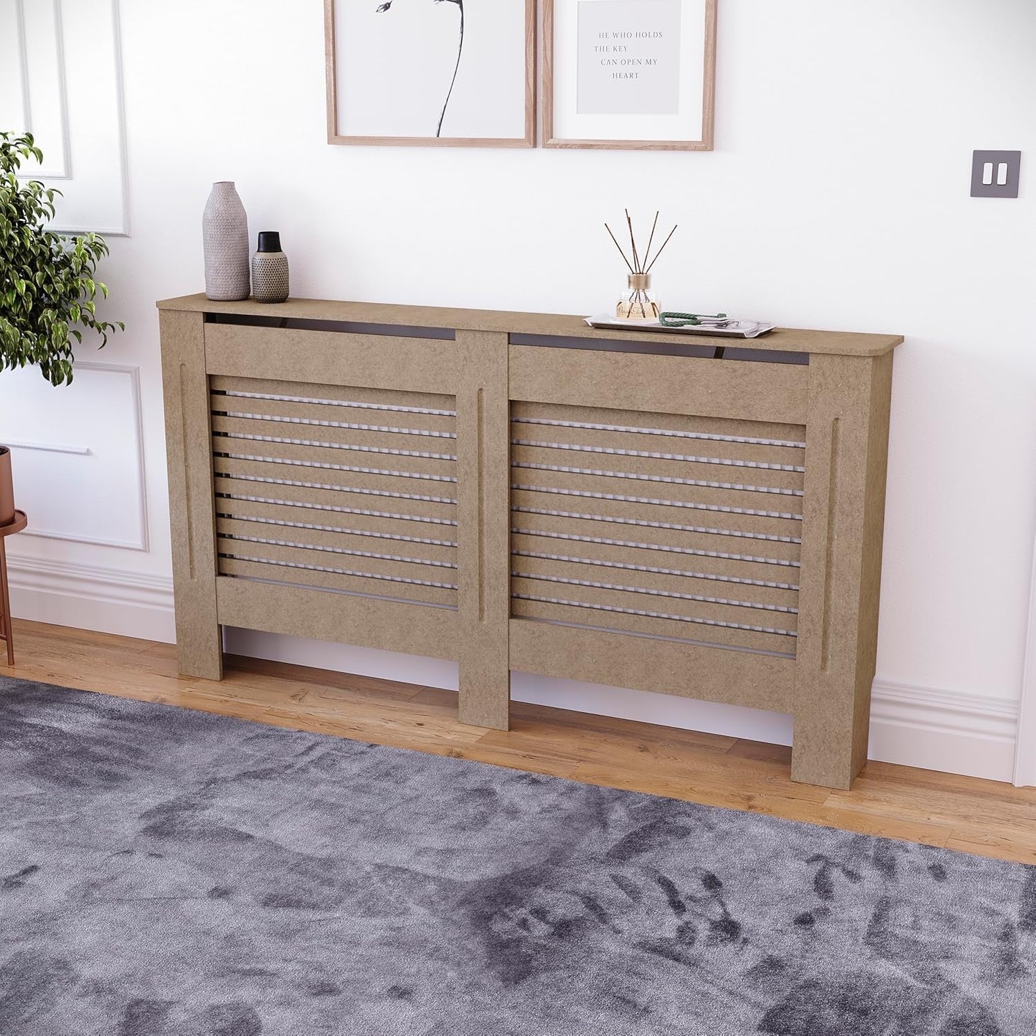 Large Unfinished Radiator Cover MDF Modern Grill Customisable Heat Efficient