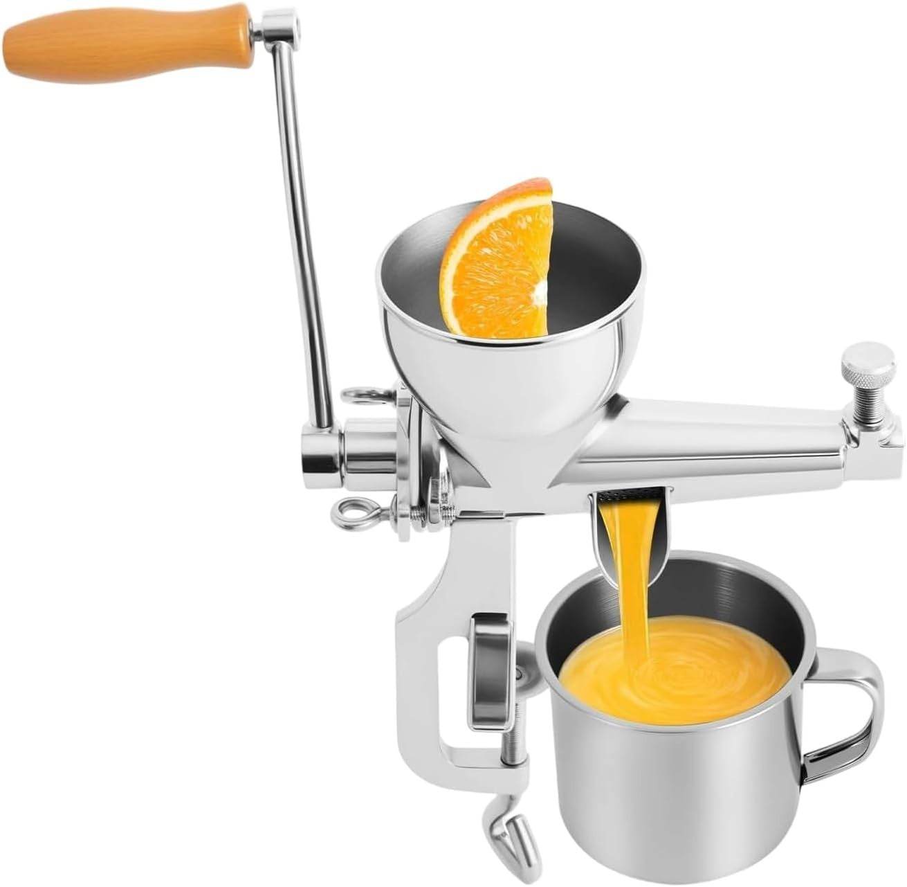 Manual Wheatgrass Juicer Stainless Steel Crank Leafy Greens Slow Press