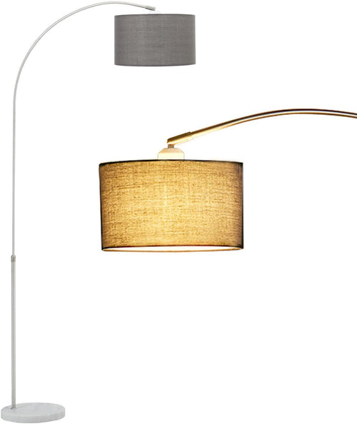 Arc Floor Lamp Adjustable Height Fabric Shade E27 Foot Switch Living Room