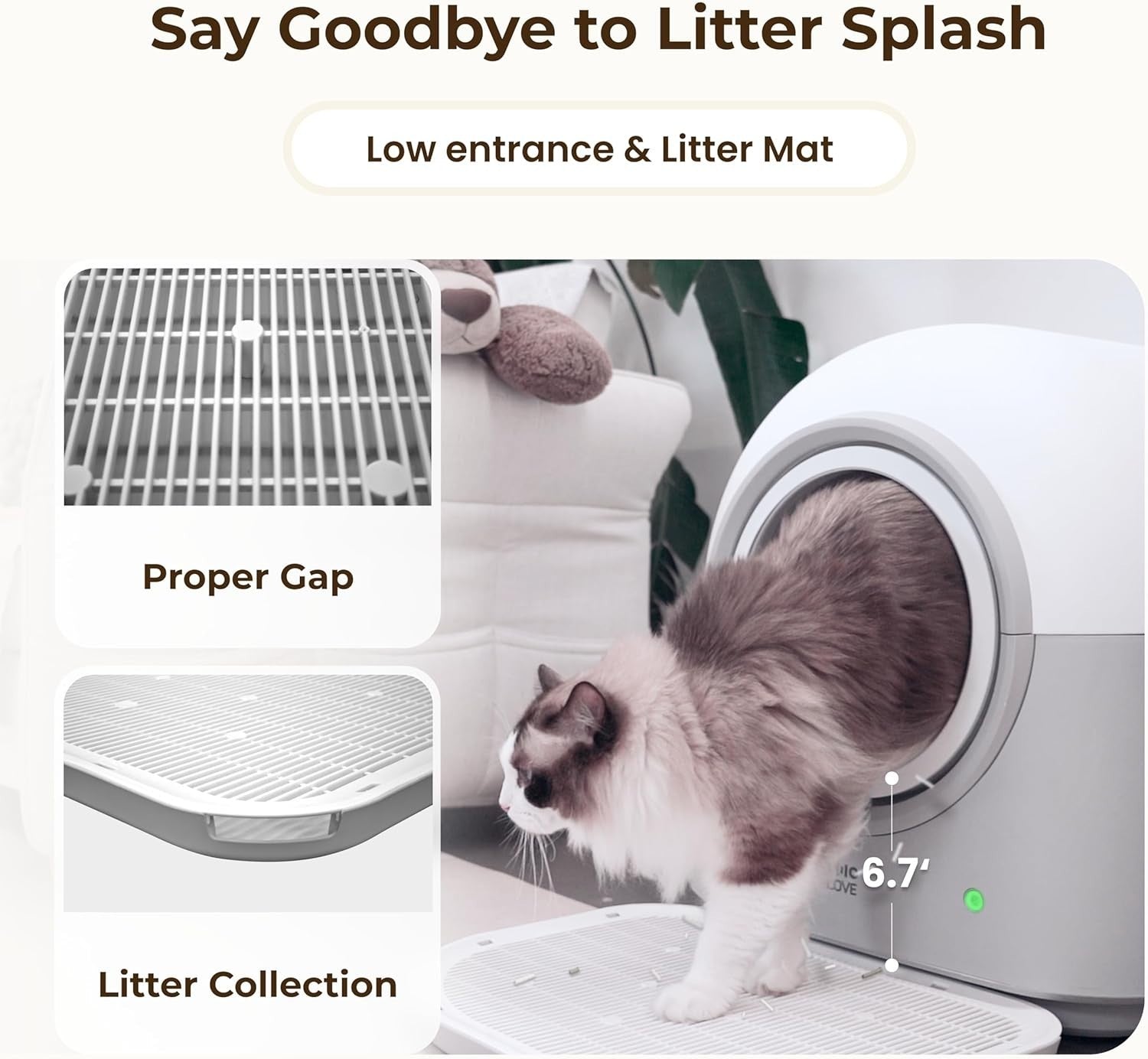 XXL Self Cleaning Cat Litter Box Automatic APP Control Odor Control