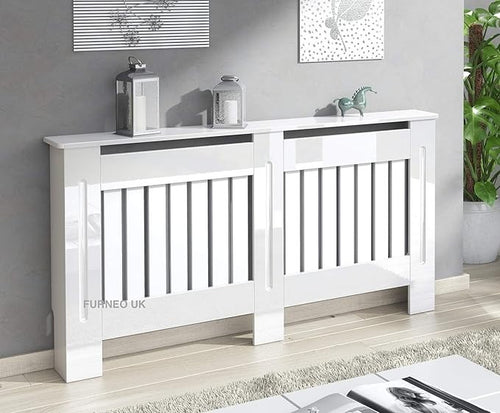 Large High Gloss White Radiator Cover Cabinet 81.5x152cm Modern Home Decor
