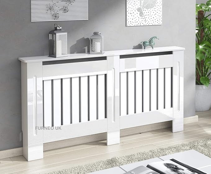 Large High Gloss White Radiator Cover Cabinet 81.5x152cm Modern Home Decor