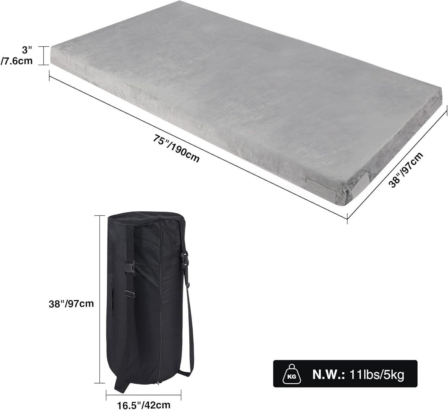 Portable Foldable Memory Foam Camping Mattress - Waterproof, Lightweight Pad