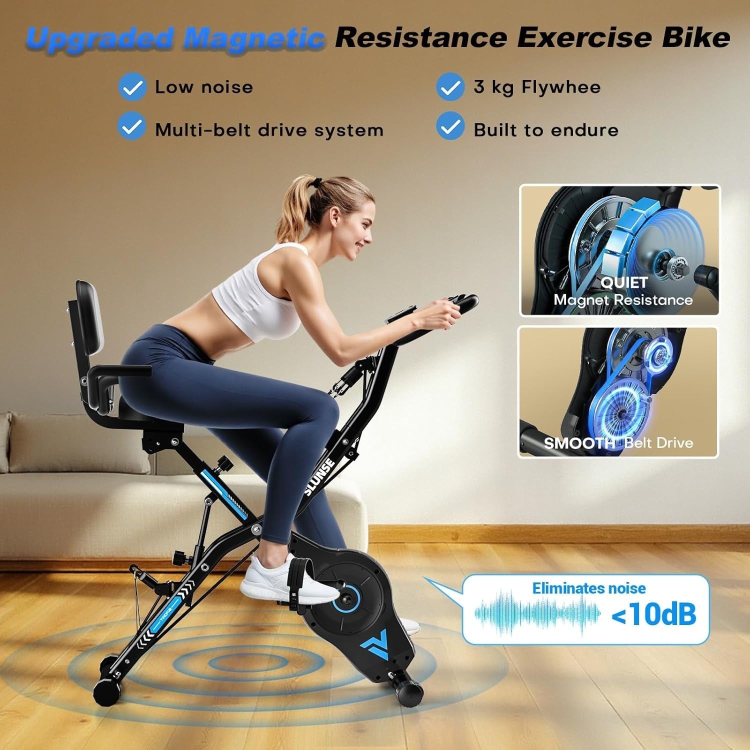 5-in-1 Folding Magnetic Exercise Bike w/ 16 Levels, LCD Monitor & 350lb Capacity