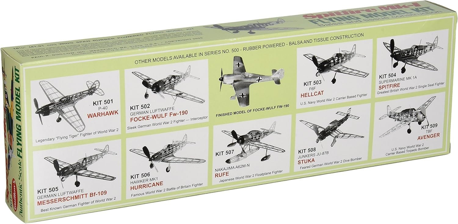 Supermarine Spitfire Balsa Wood Model Kit 1:16 Scale Warplane Build Set