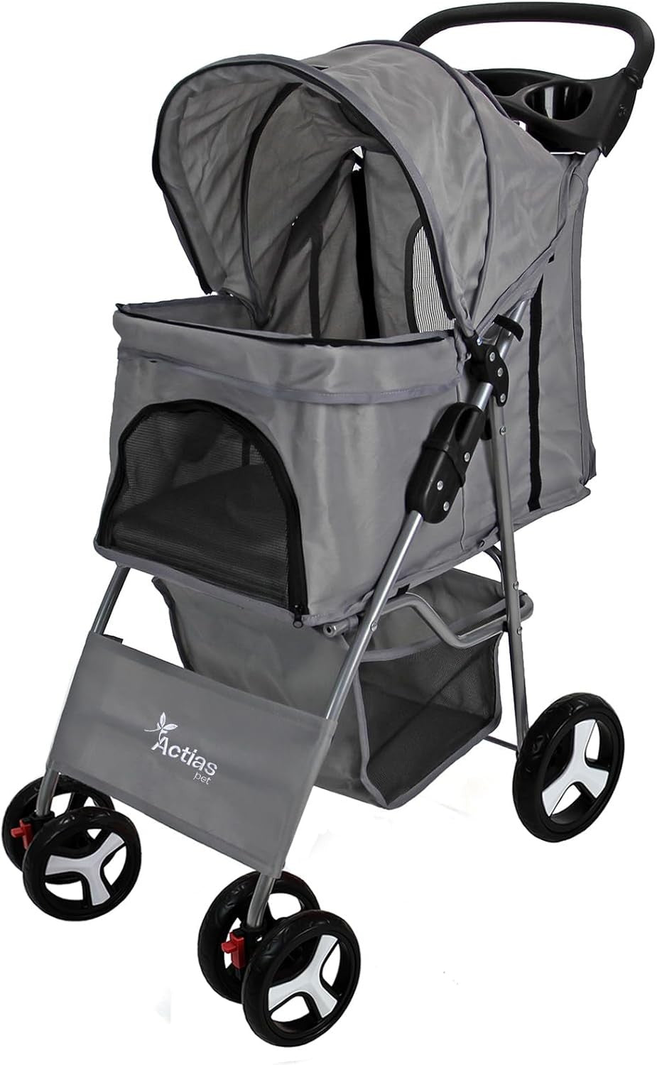 Pet Travel Stroller Dog Cat Pushchair Foldable Swivel 15kg + Rain Cover