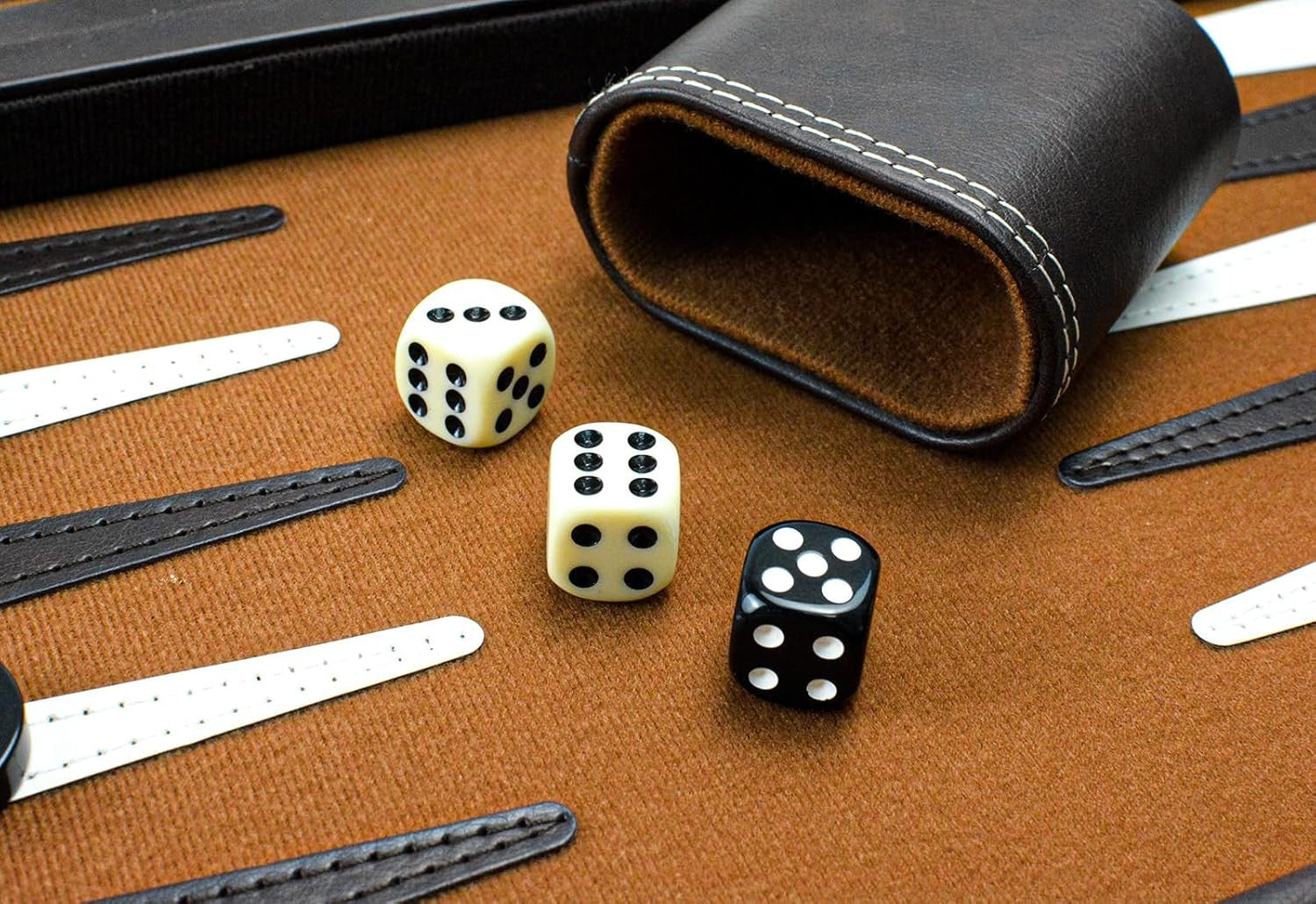 15” Leather Backgammon Set Travel Board Luxury Foldable Game for Adults