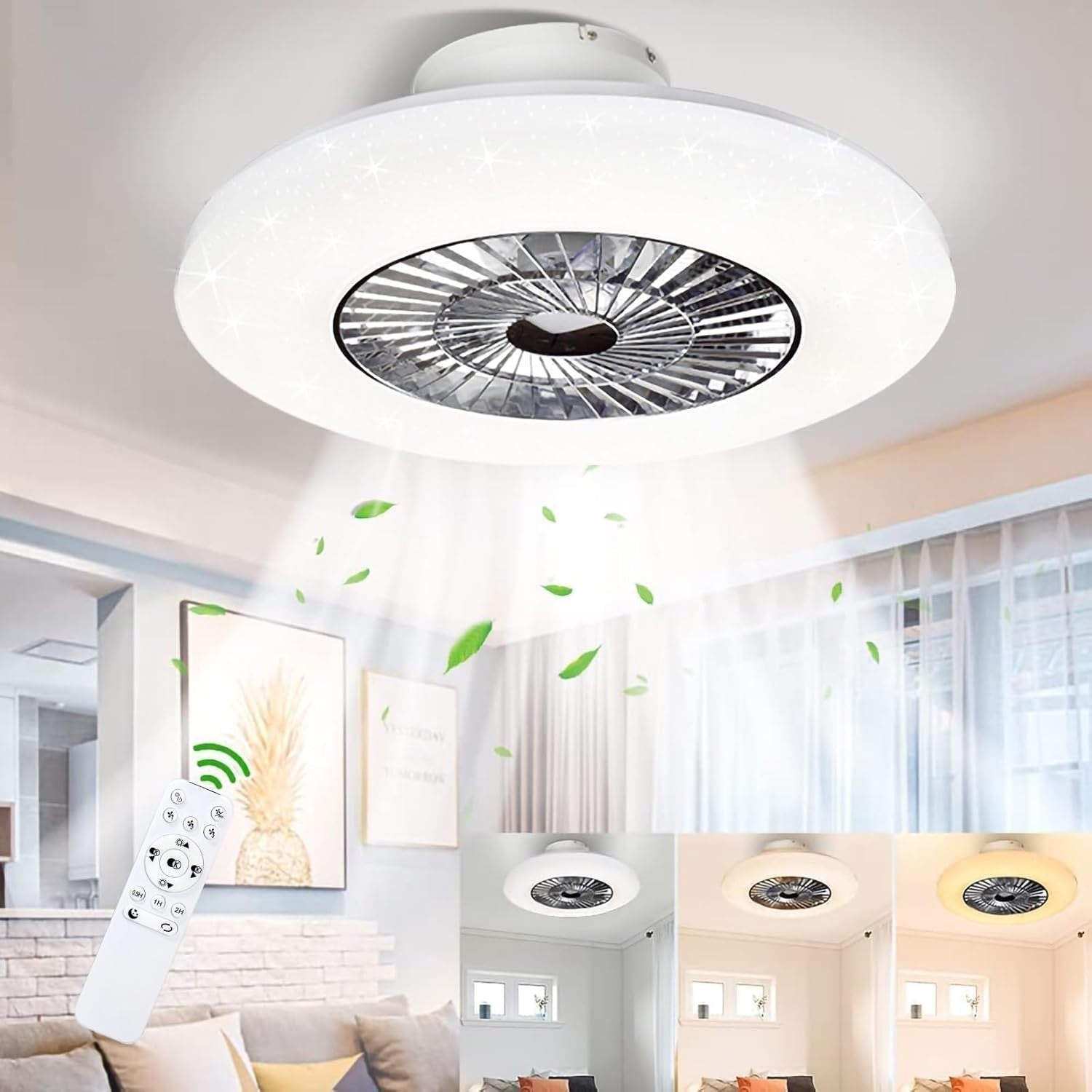 PADMA 60CM Ceiling Fan with LED Light, Dimmable, Reversible, Remote
