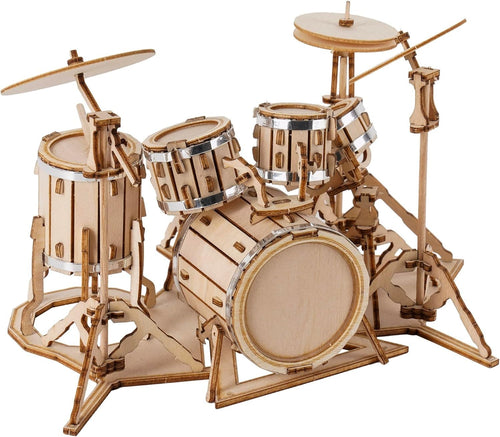 3D Wooden Drum Kit Puzzle – Mini Musical DIY Model for Adults & Kids Gift