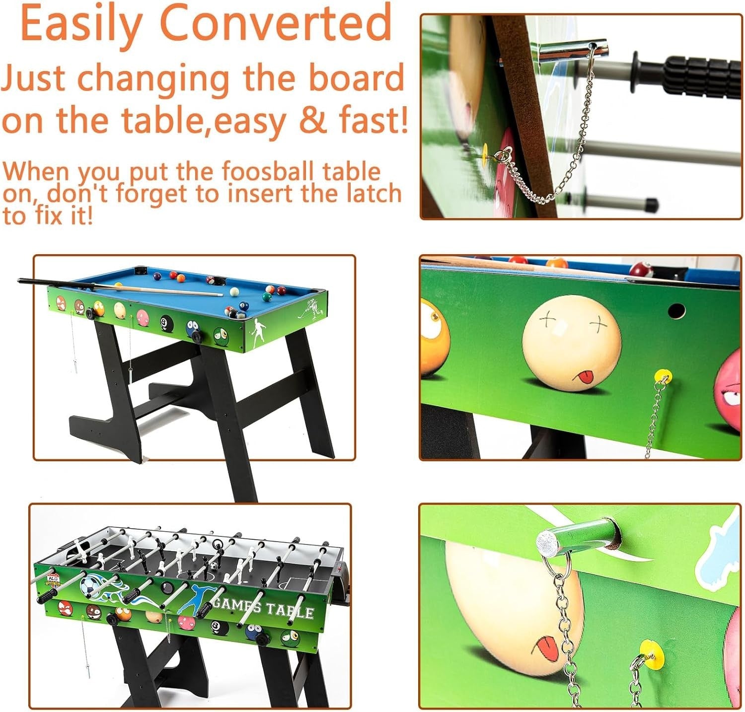 4ft 4 in 1 Multi Game Table Pool Foosball Ping Pong Hockey
