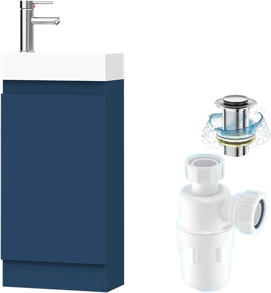 Modern 400mm Bathroom Vanity Unit with Basin Blue Floor Standing Sink Cabinet