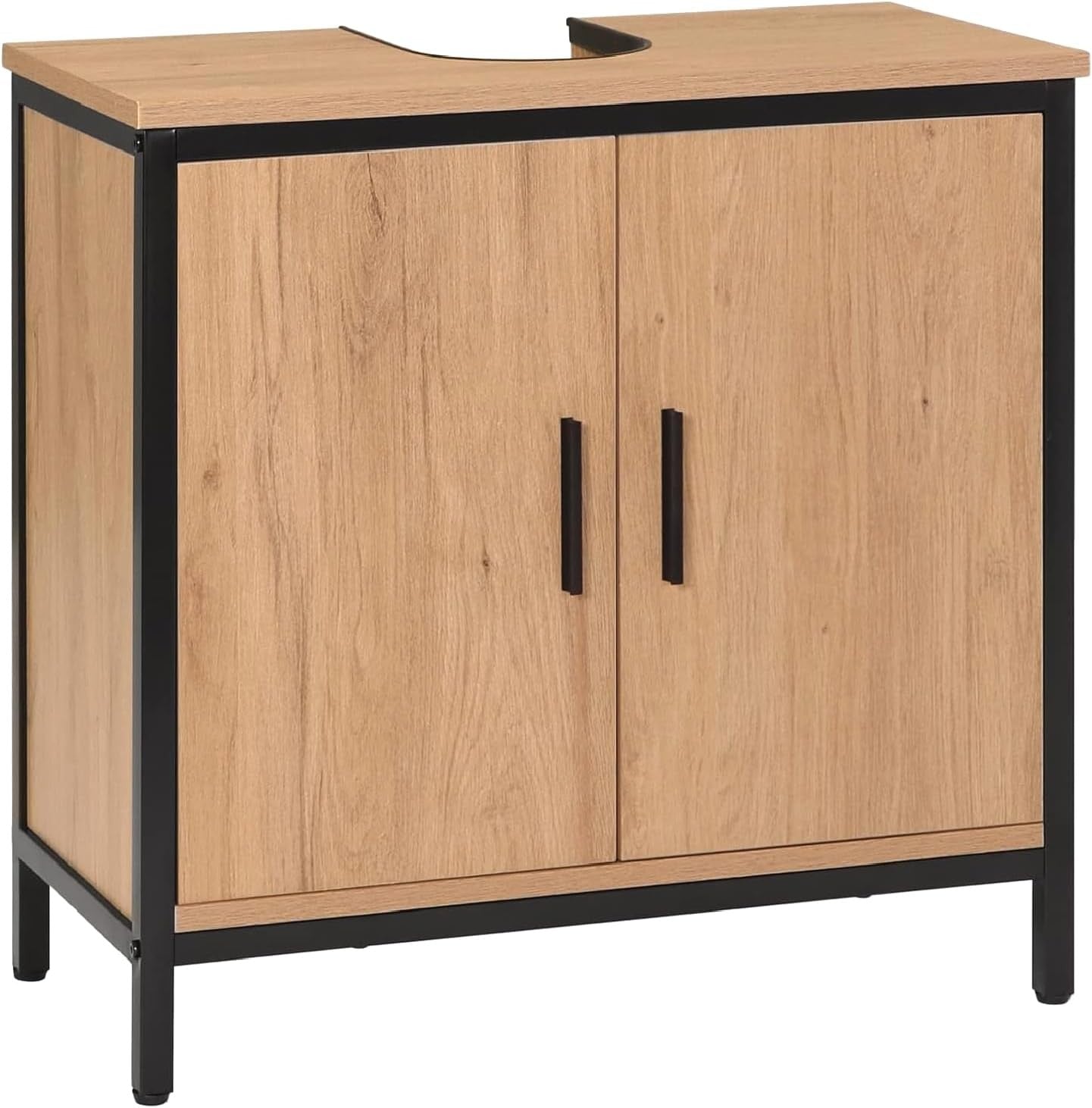 Wood Effect Under Sink Bathroom Cabinet 2 Door Vanity Storage Unit 60x30x60cm