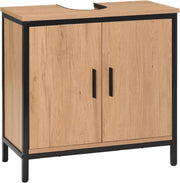 Wood Effect Under Sink Bathroom Cabinet 2 Door Vanity Storage Unit 60x30x60cm