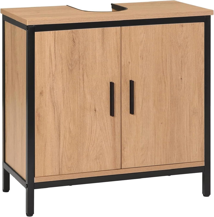Wood Effect Under Sink Bathroom Cabinet 2 Door Vanity Storage Unit 60x30x60cm