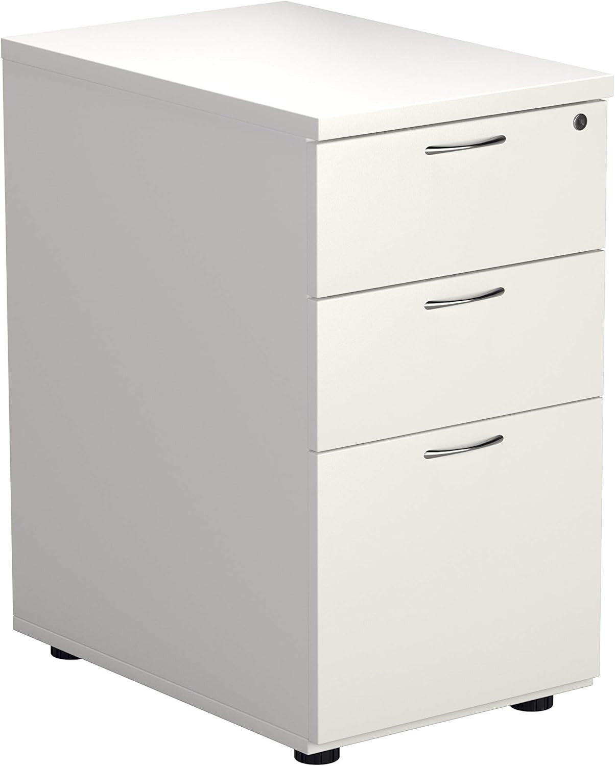 White 3 Drawer Lockable Filing Cabinet 40.4x60x73cm Wood