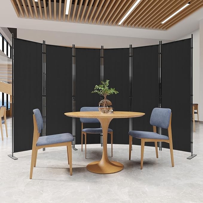 6-Panel 6FT Folding Room Divider Black Privacy Screen Partition Wall Office