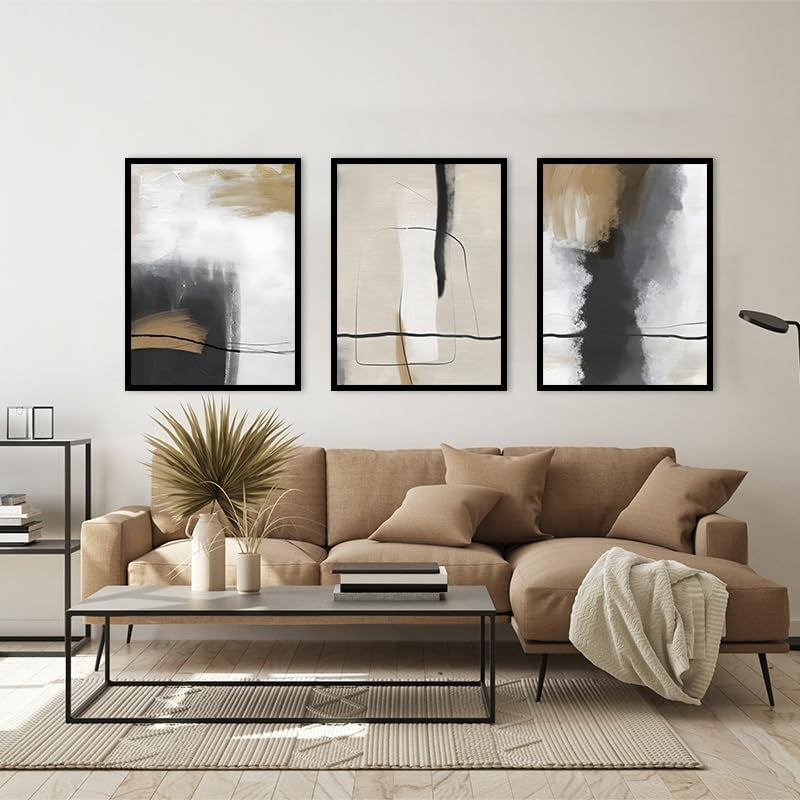 Geometric Abstract Poster Set 3pcs 60x90cm Plant Wall Art Decor