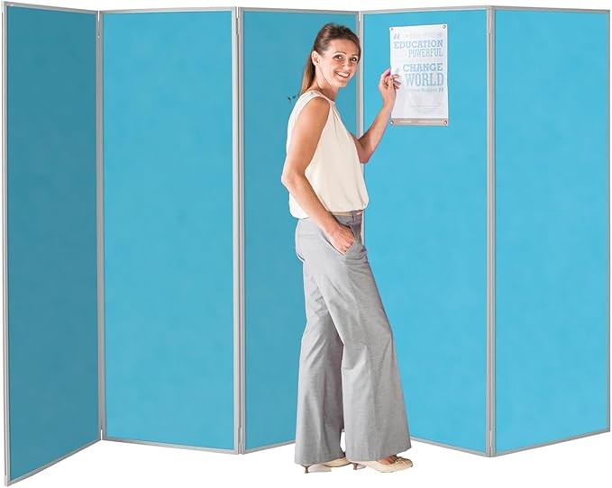 Cyan 5 Panel Folding Room Divider 180×300cm – Portable Privacy Partition