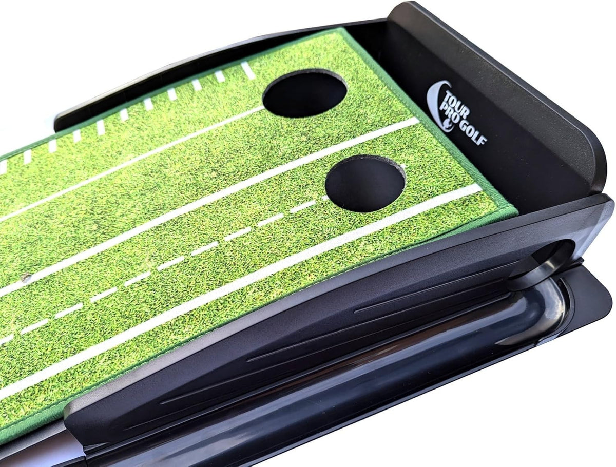 Professional Golf Putting Mat Training Aid 2 Holes Ball Return Indoor Practice