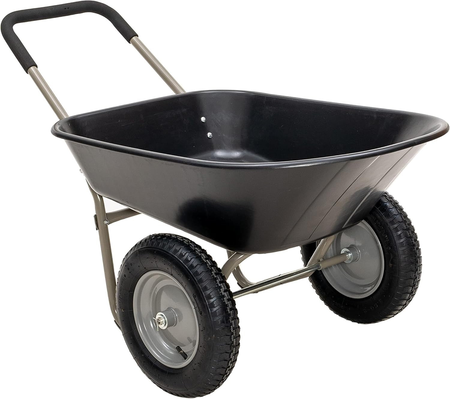 85L 2-Wheel Garden Wheelbarrow – Black – Pneumatic Tyres Heavy Duty 150kg Steel