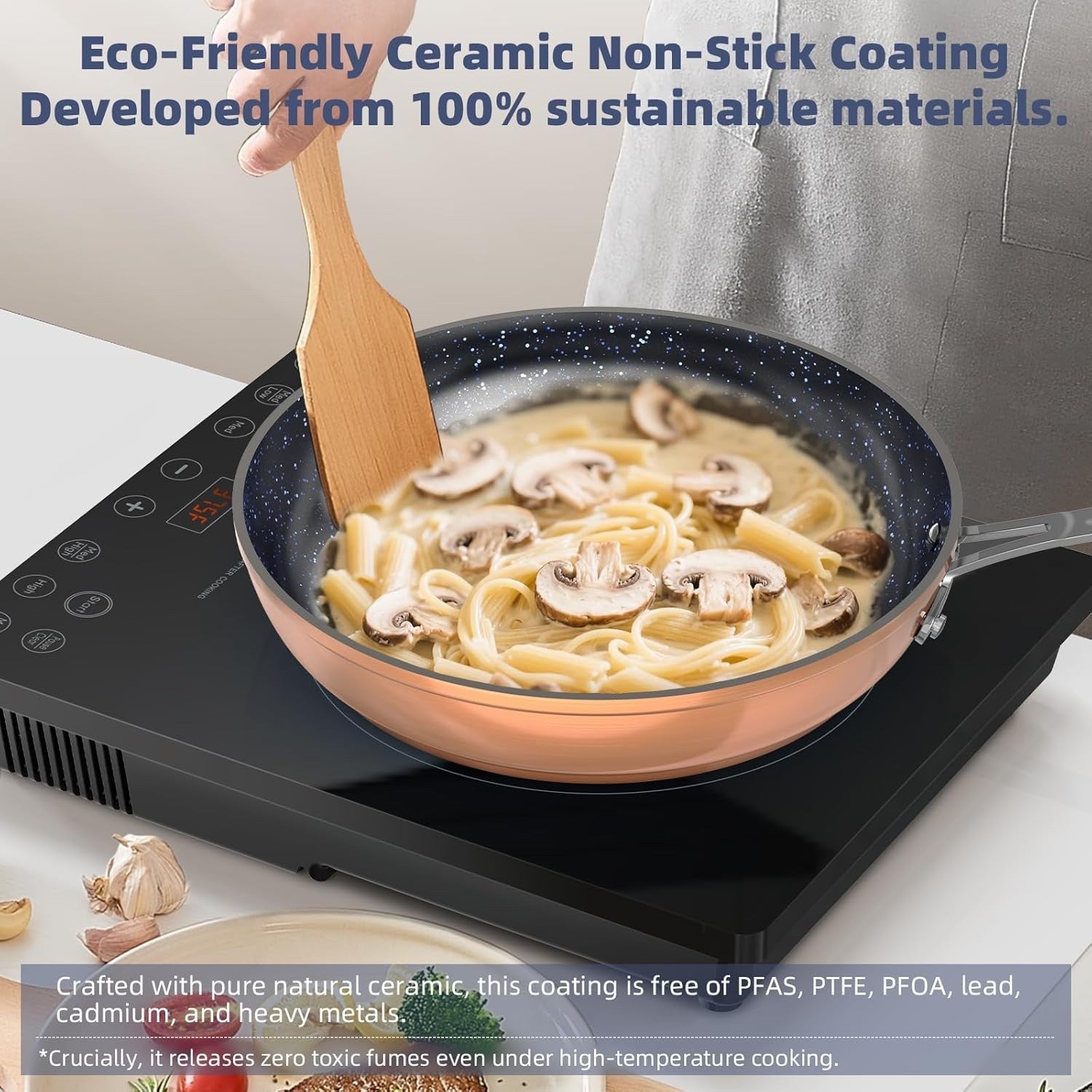 12pcs Induction Ready Non Stick Ceramic Cookware Set – Copper Pots & Pans