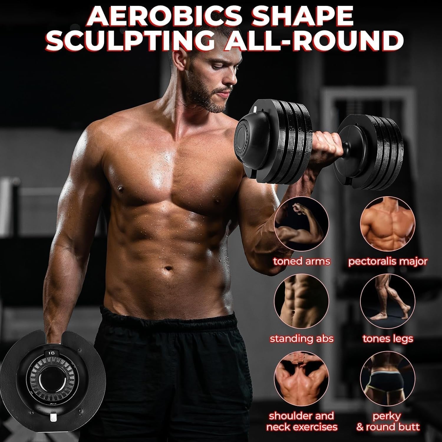 40kg Adjustable Dumbbell Set Pair 5-in-1 Quick Change Non-Slip Home Gym